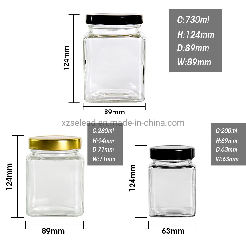 1oz 6oz 8oz 9oz 16oz Clear Straight Sided Ergo Glass Honey Jar Jam Glass Bottle Jar with Silver Gold Screw Metal Cap