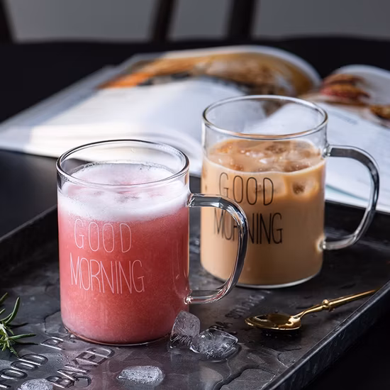 450ml Pyrex Borosilicate Glass Drinking Mug, Home Use Juice Cups