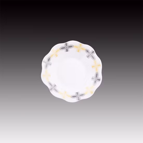Wholesale China Factory Customized Flower Pattern White Opal Glass Deep Soup Plate for Home Use Dinner Table with Customized Design