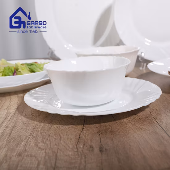Hot Sale White Plain Opal Glass Plate Dinner Dish