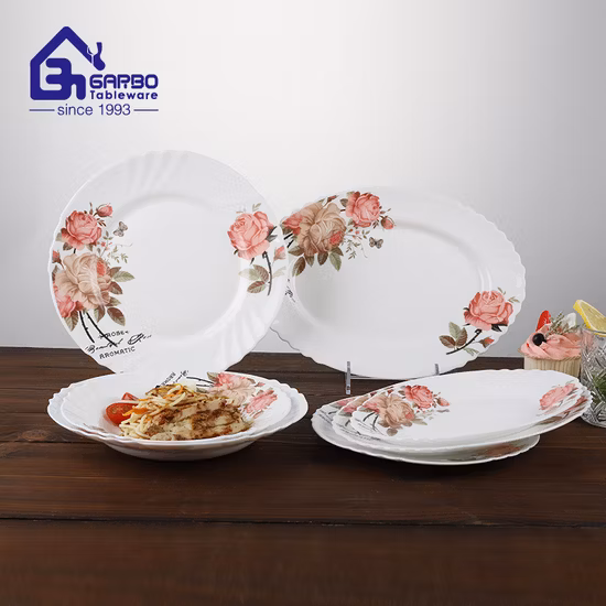 Regular White Opal Glass Food Dish Multi Sizes Plain Flat Plates