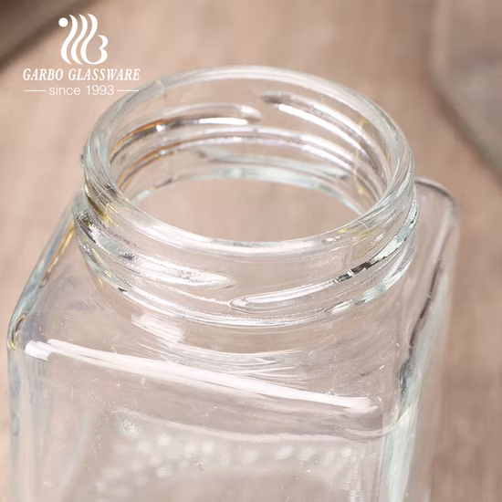 Stock Factory Big Discount Items Square Shape Glass Storage Jar with Golden Airtight Lid Glass Storage Jar